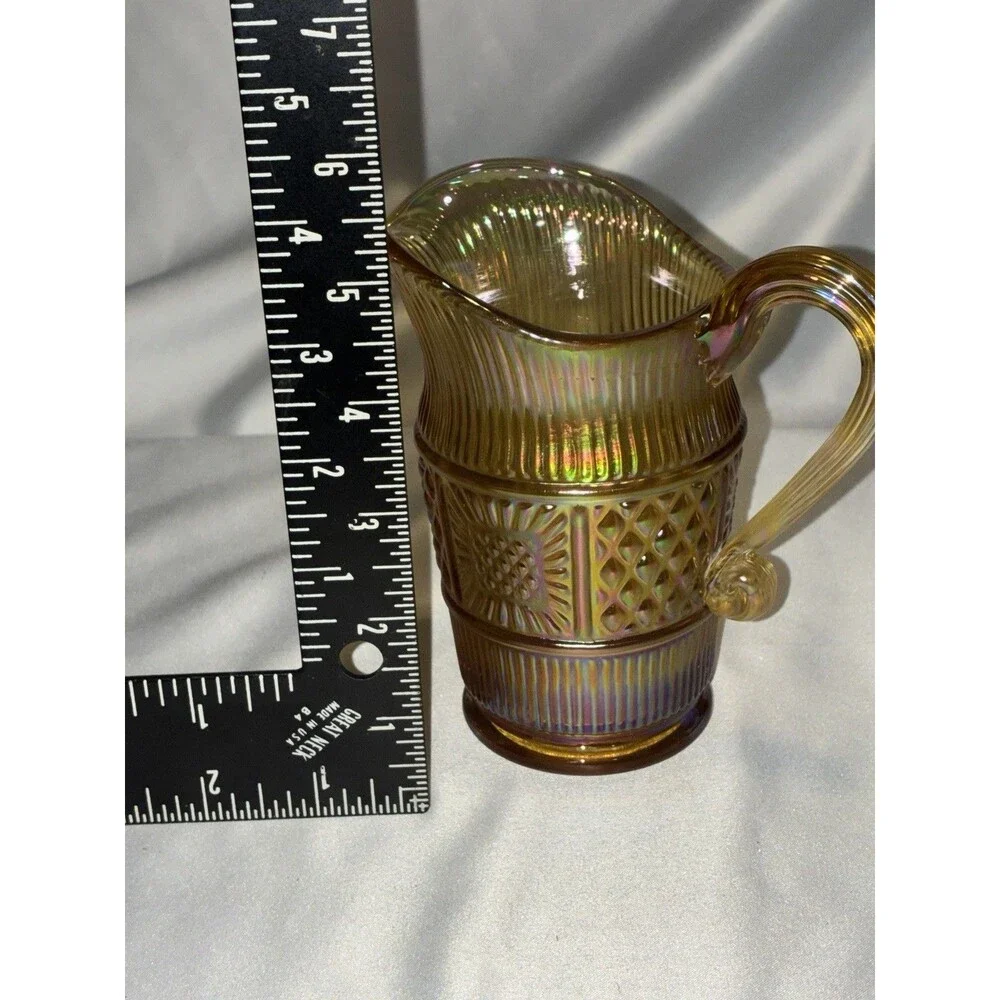 Fenton 95th Anniversary Marigold Carnival Glass Sandwich Pitcher Iridescent 2000
